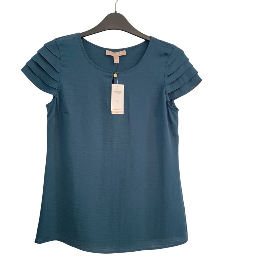 Banana Republic NWT Dark Turquoise Blouse 0P Short Sleeve
